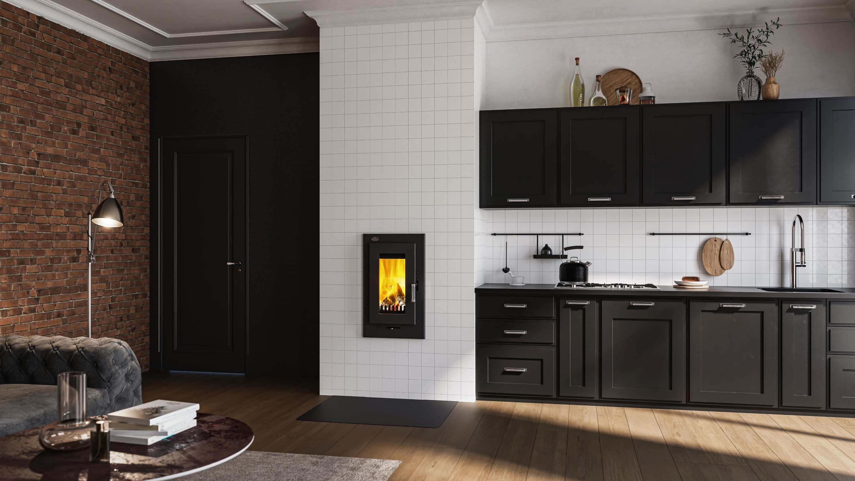 Kamin im Loft Apartment